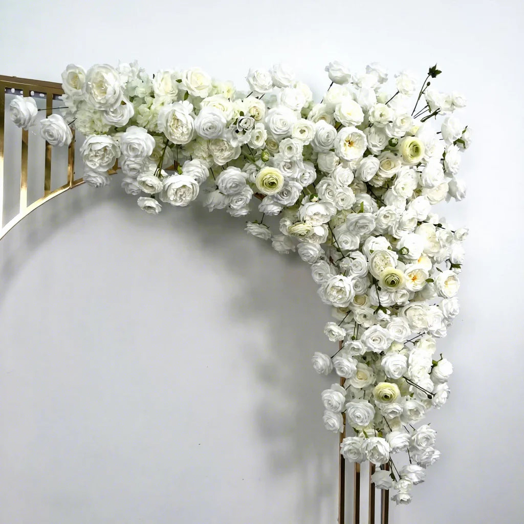 Wedding Decoration Supplies Wholesale of High-quality Handmade Realistic Silk White Artificial Roses Flower Backdrop
