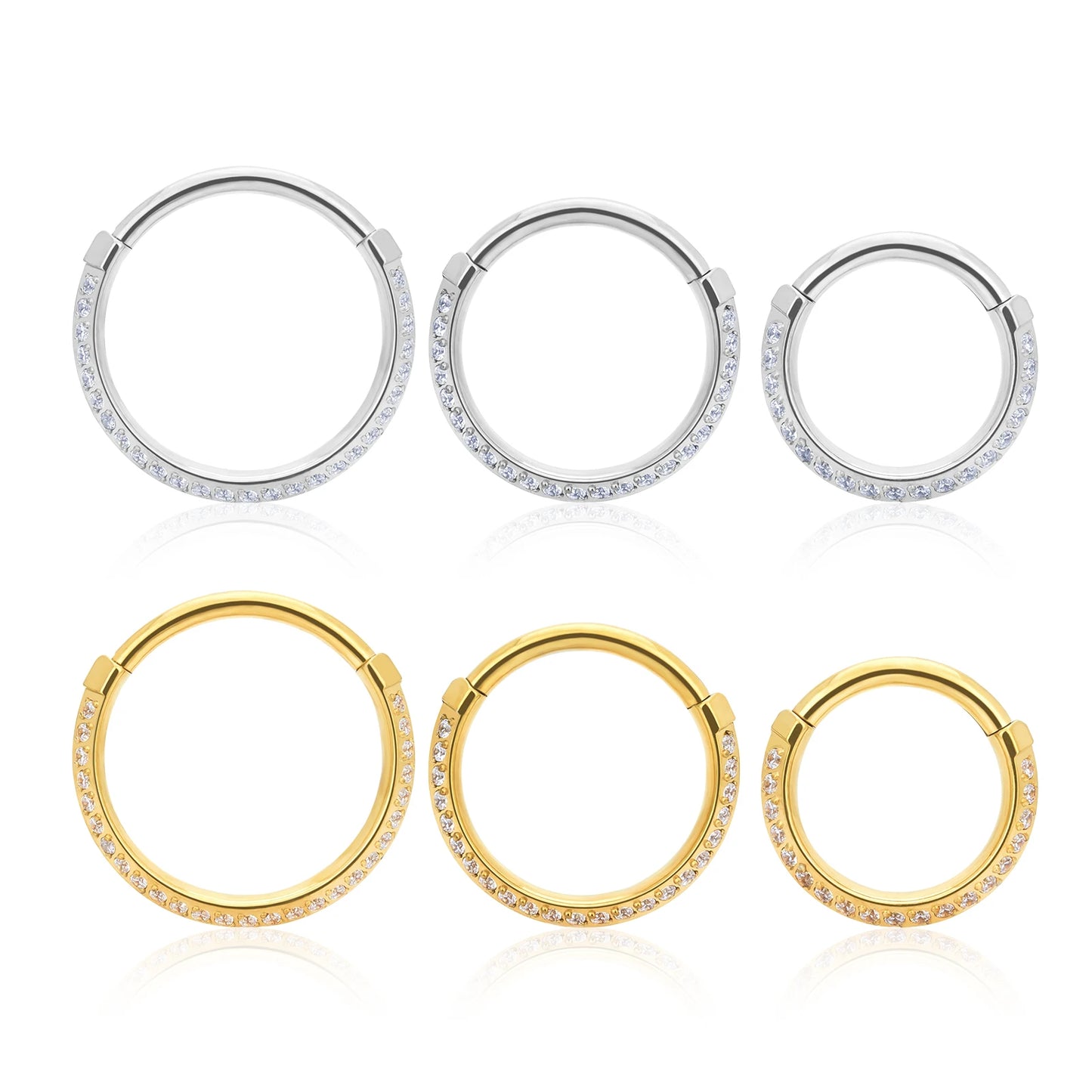 G23 ASTM F136 Titanium Earrings Nose Ring Zircon Clicker Septum Hoop Tragus Cartilage Helix Ear Piercing Body Jewelry