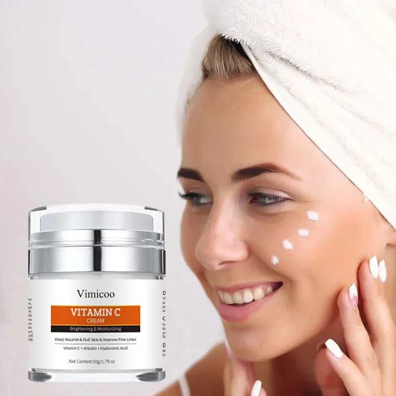 Custom Logo Face Cream Night Cream Aloe Vitamin C Whitening Moisturizing Cosmetics Product Face Black WomenSkincare Cream