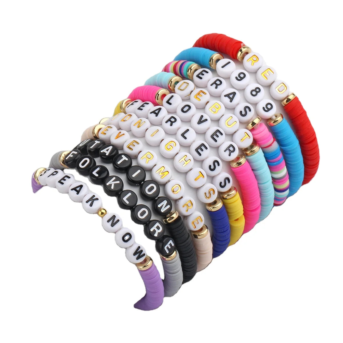 Custom INS Hot Seller Bohemian Colorful Seed Beaded Taylor Letter Bracelet Fearless Evermore Antihero Reputation Swift Bracel