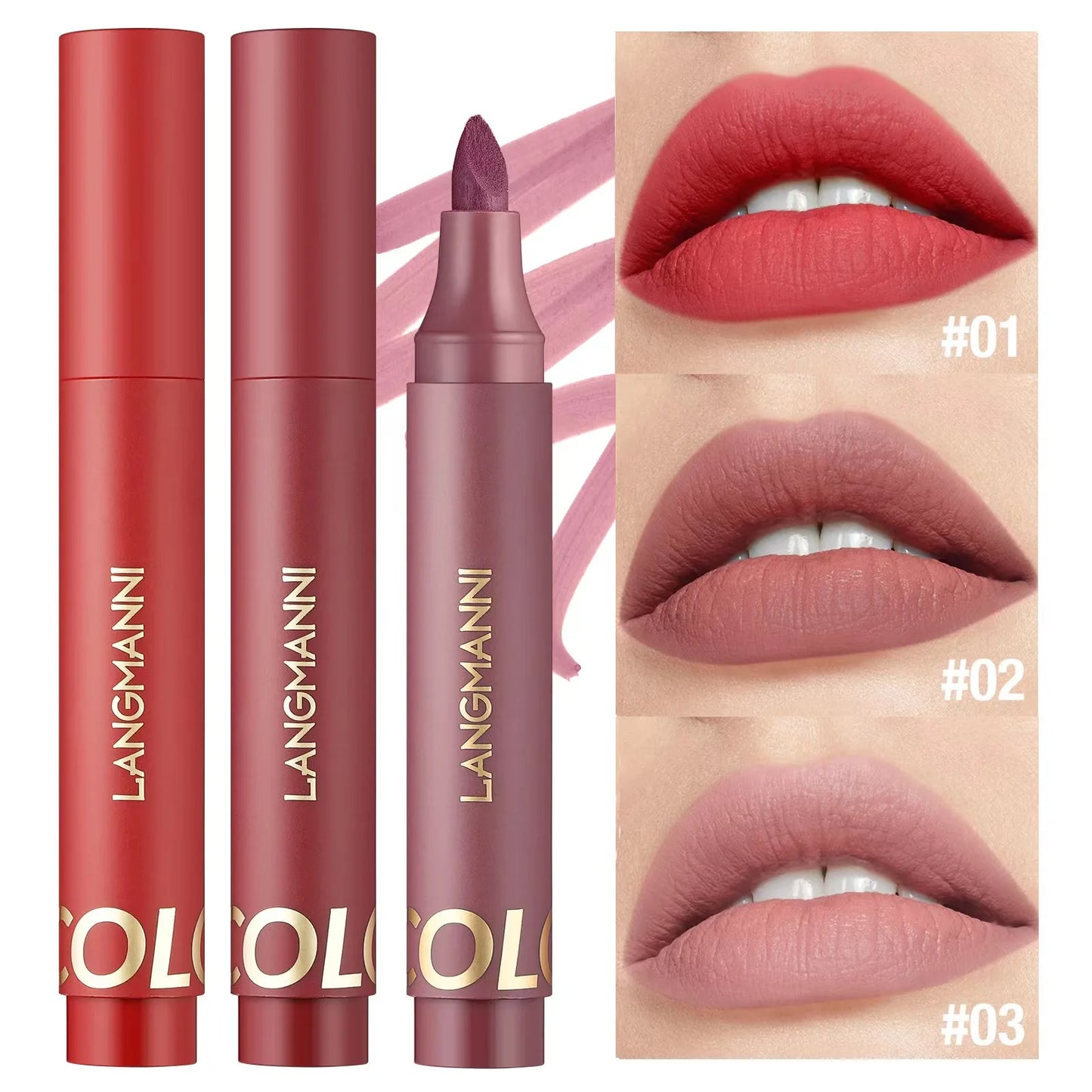 Wholesale LANGMANNI 2 in 1 Lip Beauty Cosmetics Sharpenable Matte Lip Liner and Filler Pen