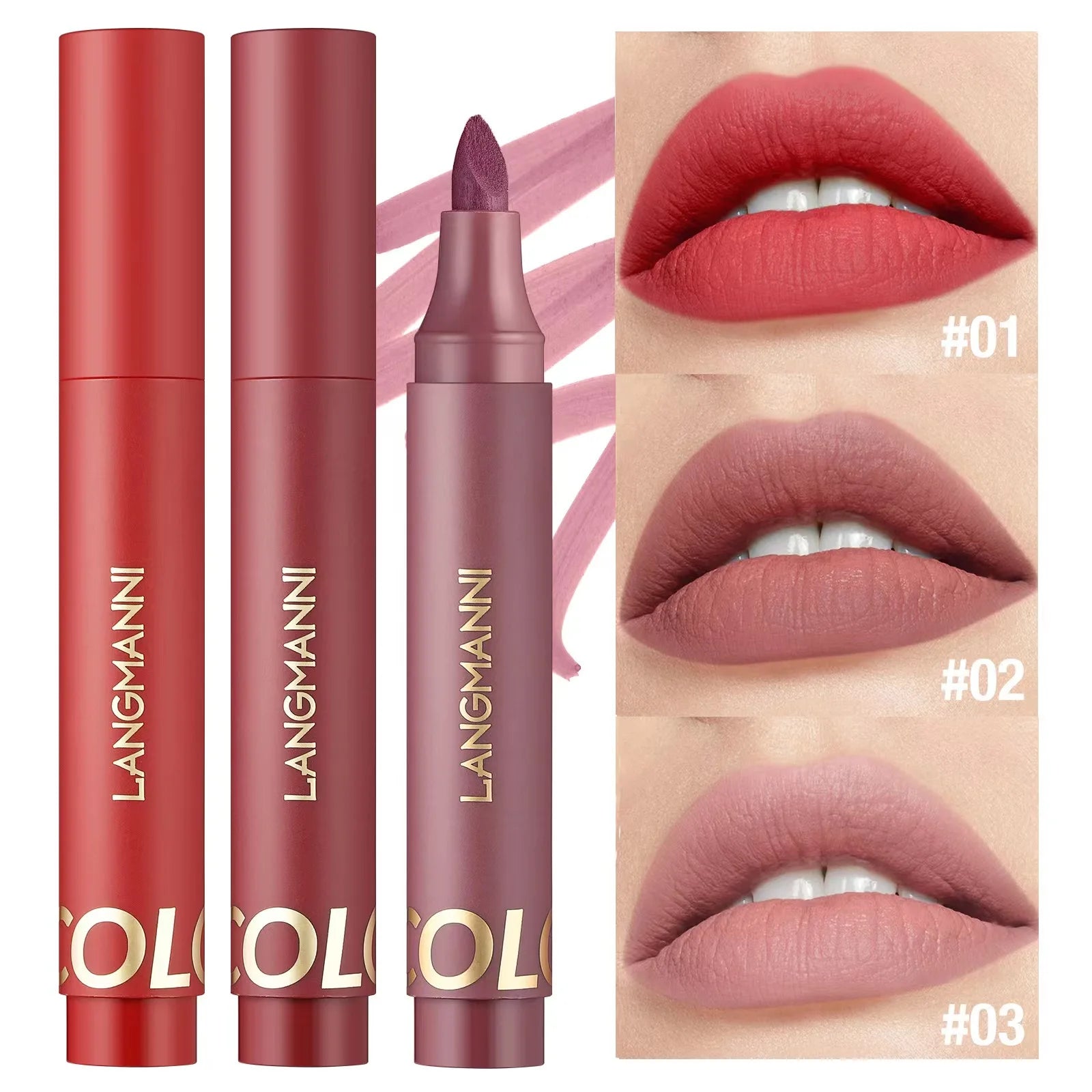 Wholesale LANGMANNI 2 in 1 Lip Beauty Cosmetics Sharpenable Matte Lip Liner and Filler Pen