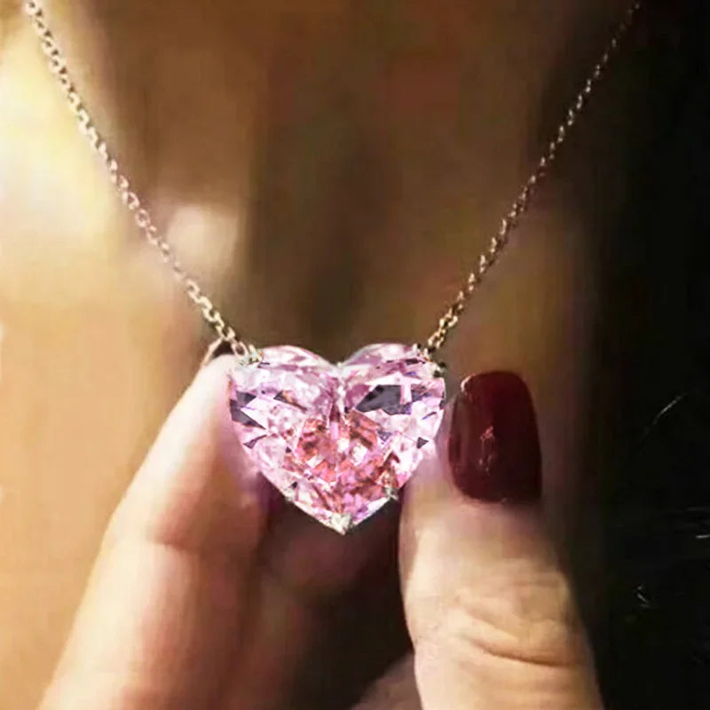 CAOSHI Luxury Big Heart CZ Women Pendant Necklaces Simple Versatile Female Party Gift Daily Wear Statement Jewelry Drop Shipp