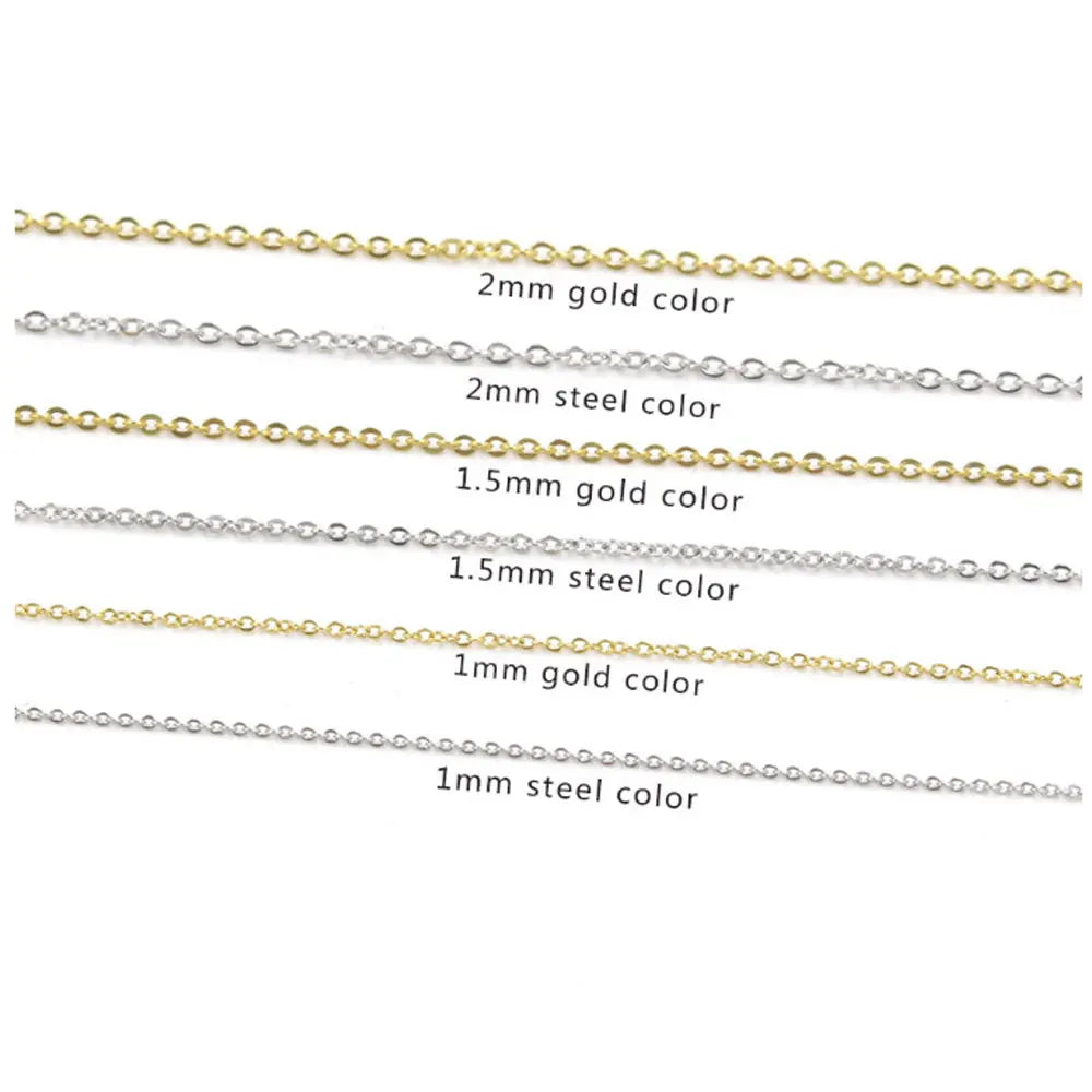 Fashion Chic Pure Stainless Steel O Type Chain 1 1.5 2mm Wide 16 18 20 22 24 Inches Long Rich Color for Pendant Necklace Jewe