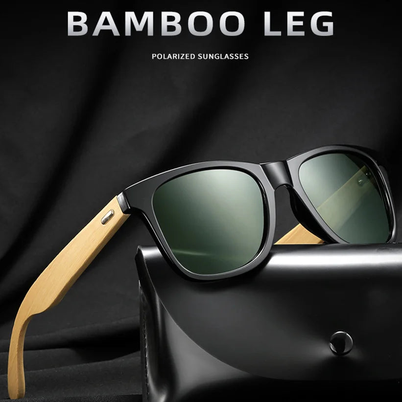 Custom Logo  UV Protection Eco Friendly  Personalized Square Retro Bamboo Polarized Sunglasses Sun Glasses Gafas De Sol