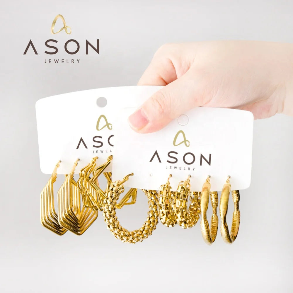 Ason Fashion Wholesale Price 18K Gold Plated Stainless Steel Jewelry Hollow Corn Star Irregular Chunky Hoop Earrings for Wome