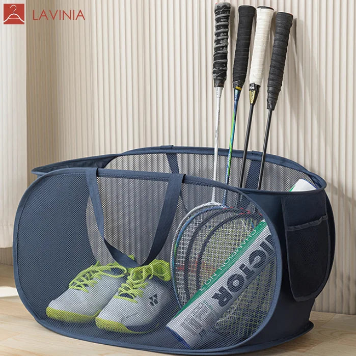 Lavinia Lightweight Foldable Laundry Basket Easy-to-Open Collapsible Mesh Hamper for Home Use