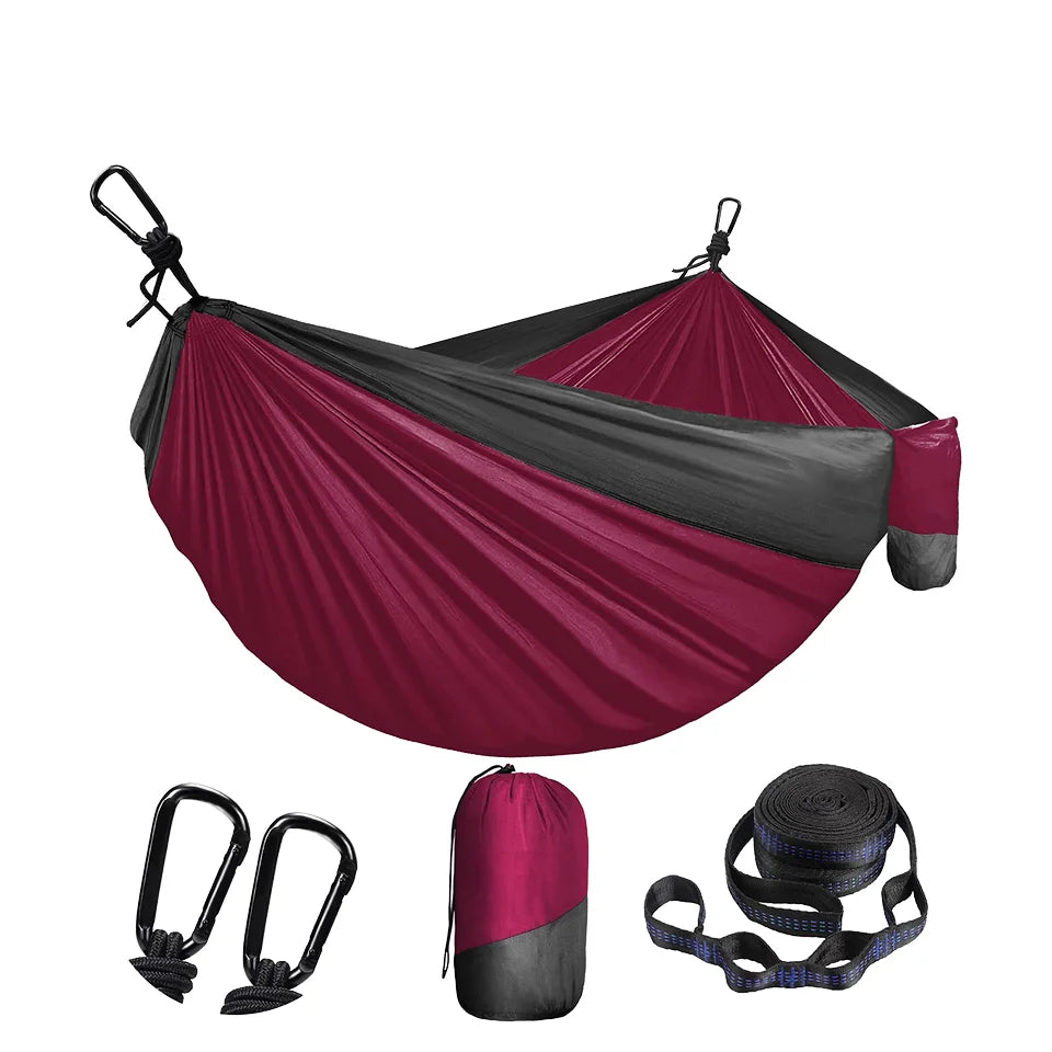 WOQI Portable Lightweight Swing Parachute Nylon Hammock With Mosquito Net for Outdoor Camping