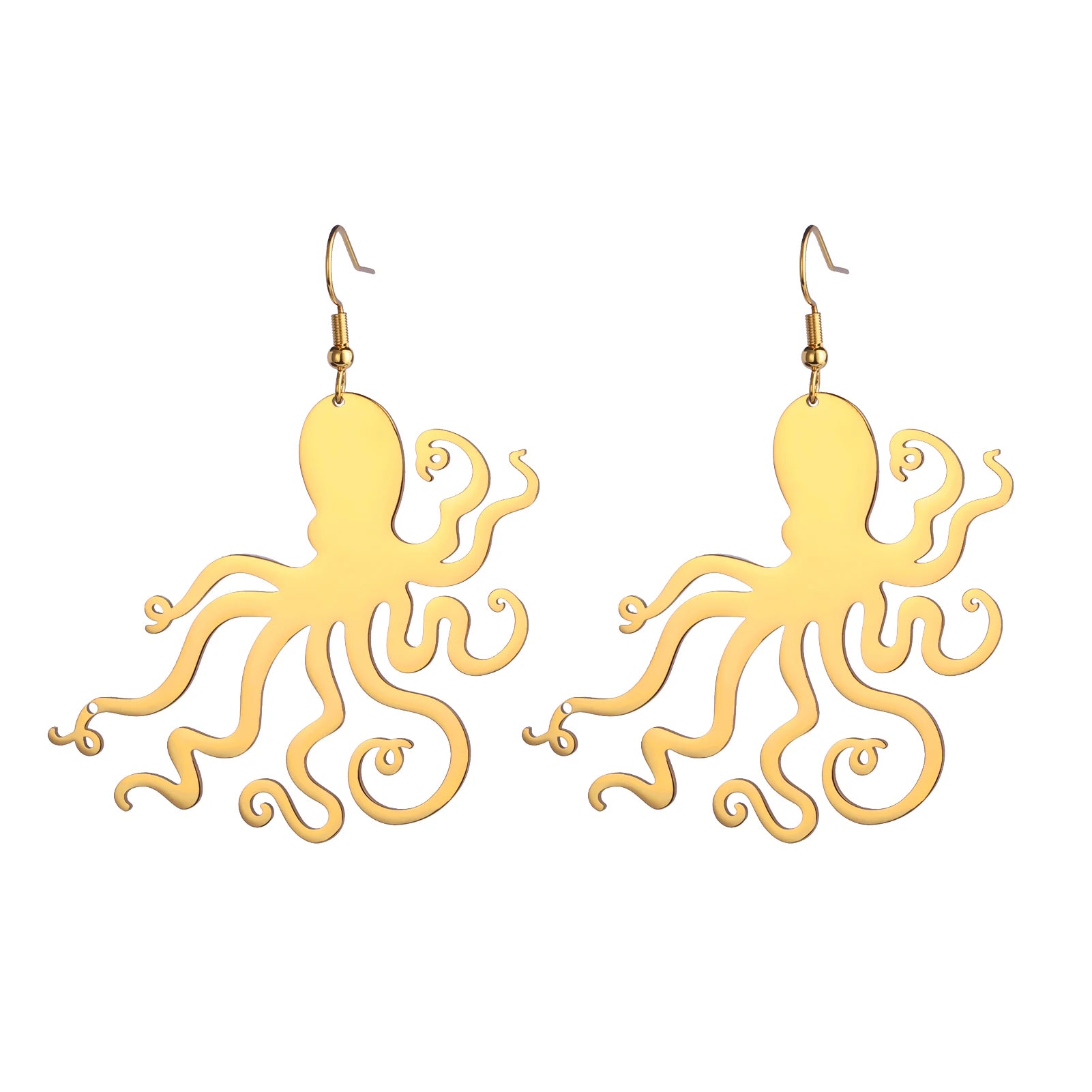 Octopus Drop Earrings for Women Stainless Steel Big Squid Pendant Dangle Earrings Sea Animal Creative Ear Jewelry Gifts