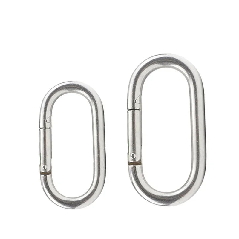 Straight Snap Hook 304 Stainless Steel Oval Carabiner Safety Climbing Marine Grade Box