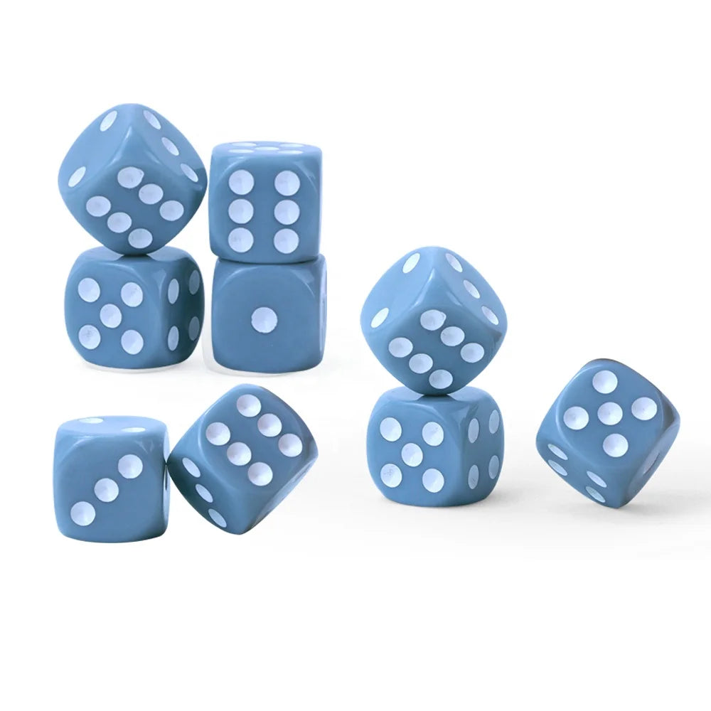 Professional D6 Gray Dice 16mm 4g Round Corner White Dot with Low Moq Custom Any Pantone Color Accept for Casino Table Games