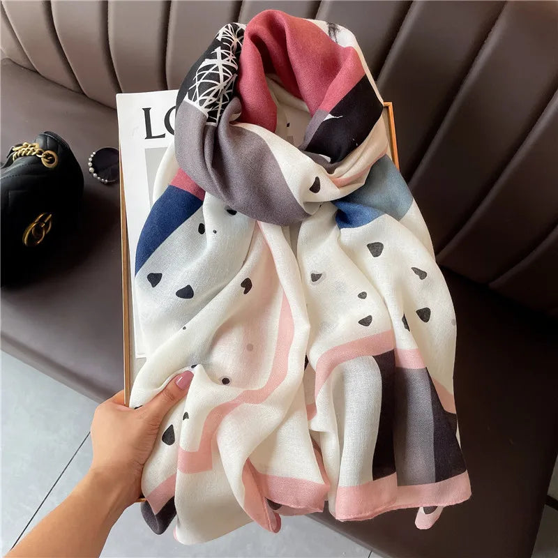 Long Shawl Fashionable Summer Scarf Womens Imitation Cotton Blend Dual-use Thin Scarf Long Gauze Scarf