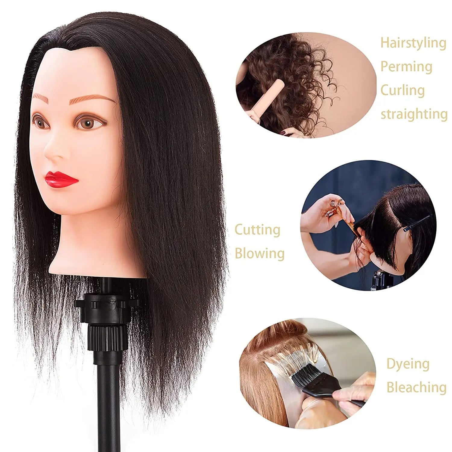 Straight Training Head With Long Thick Hairs Practice Makeup Hairdressing Mannequin Dolls Styling Maniqui for Sale