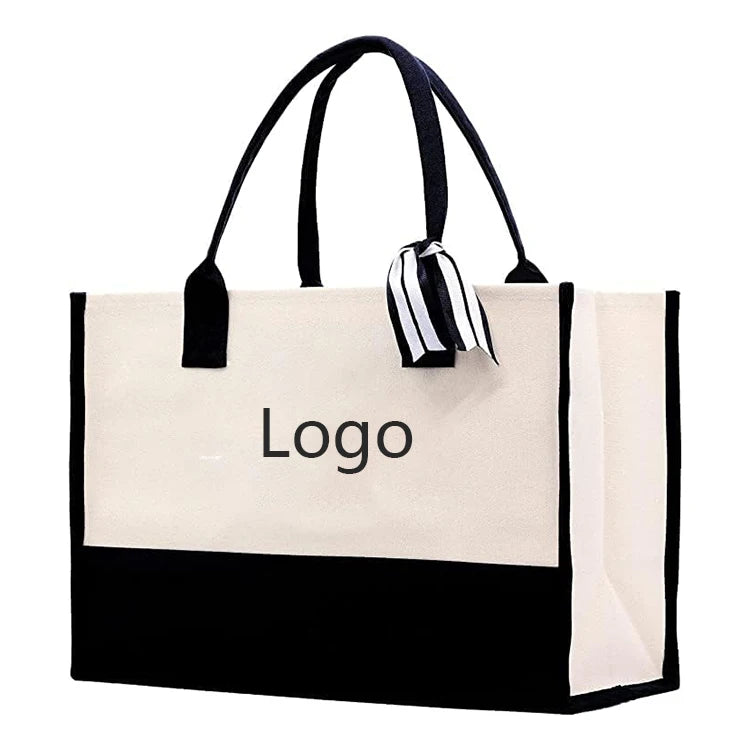 Personalization Factory Wholesale Custom Logo Plain Eco-Friendly Reusable Cotton Tote Bag Zipper Closure Medium Size Beach Us