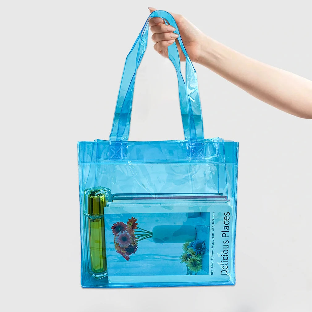 Manufacturers Custom Low Moq Luxury Shopping Bag 30X12X28CM Pvc Tote Bag Lastic Carry Shopping pink Ladies Cute Bags