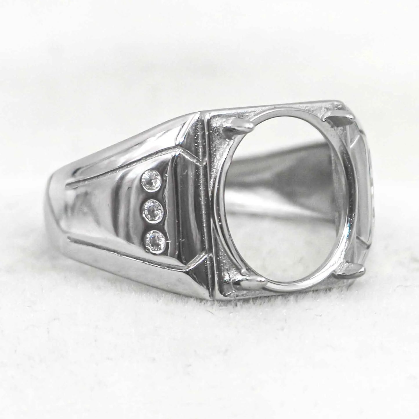 Sterling Silver 11*13mm Semi Mount Men's Ring Frame Empty Blank Claw Setting S925 Base Holder Without Center Stone for DIY In