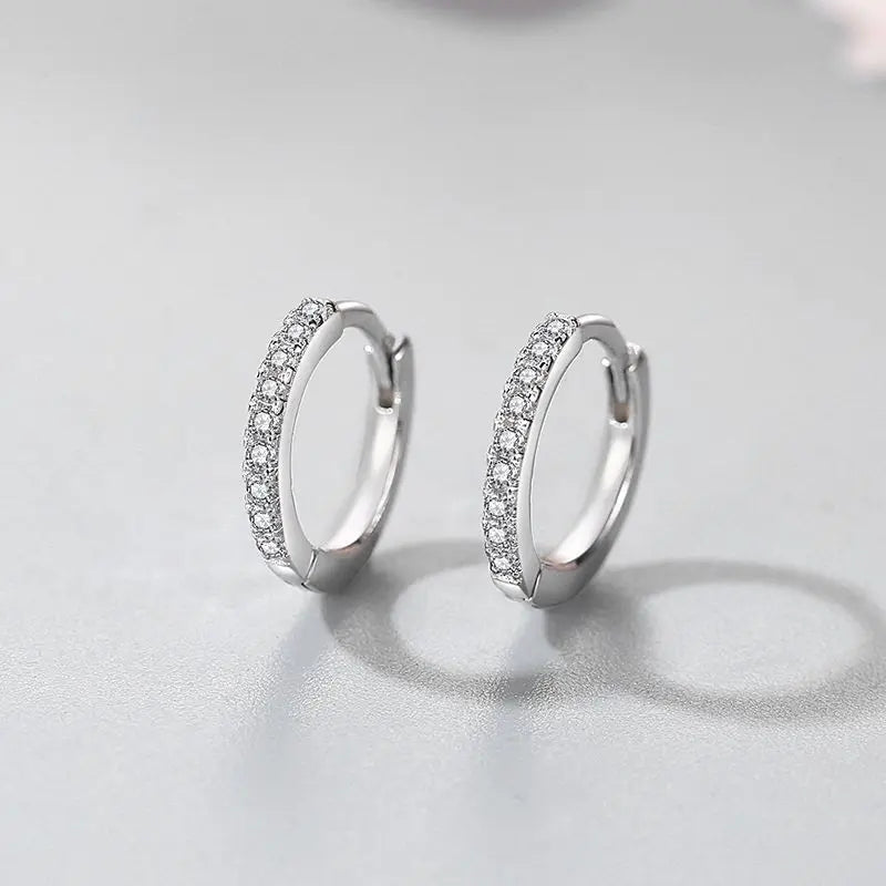 15.6mm/13.5mm/11.2mmCubic Zirconia 925 Sterling Silver Hoop Earrings Ins Style Wholesale Fine Jewelry Earrings for Women