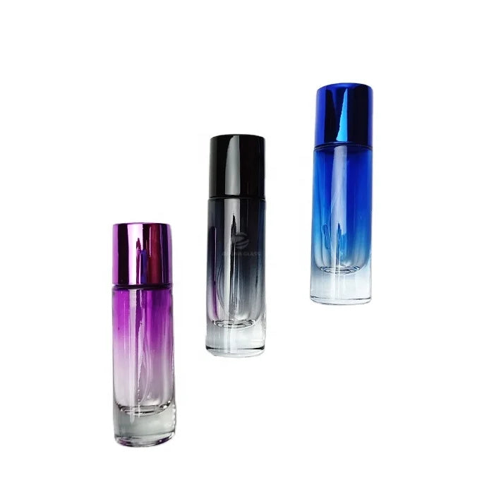 Gradient Color Perfume Glass Bottle 15ml 30ml 50ml Round Shoulder with Plastic Cap