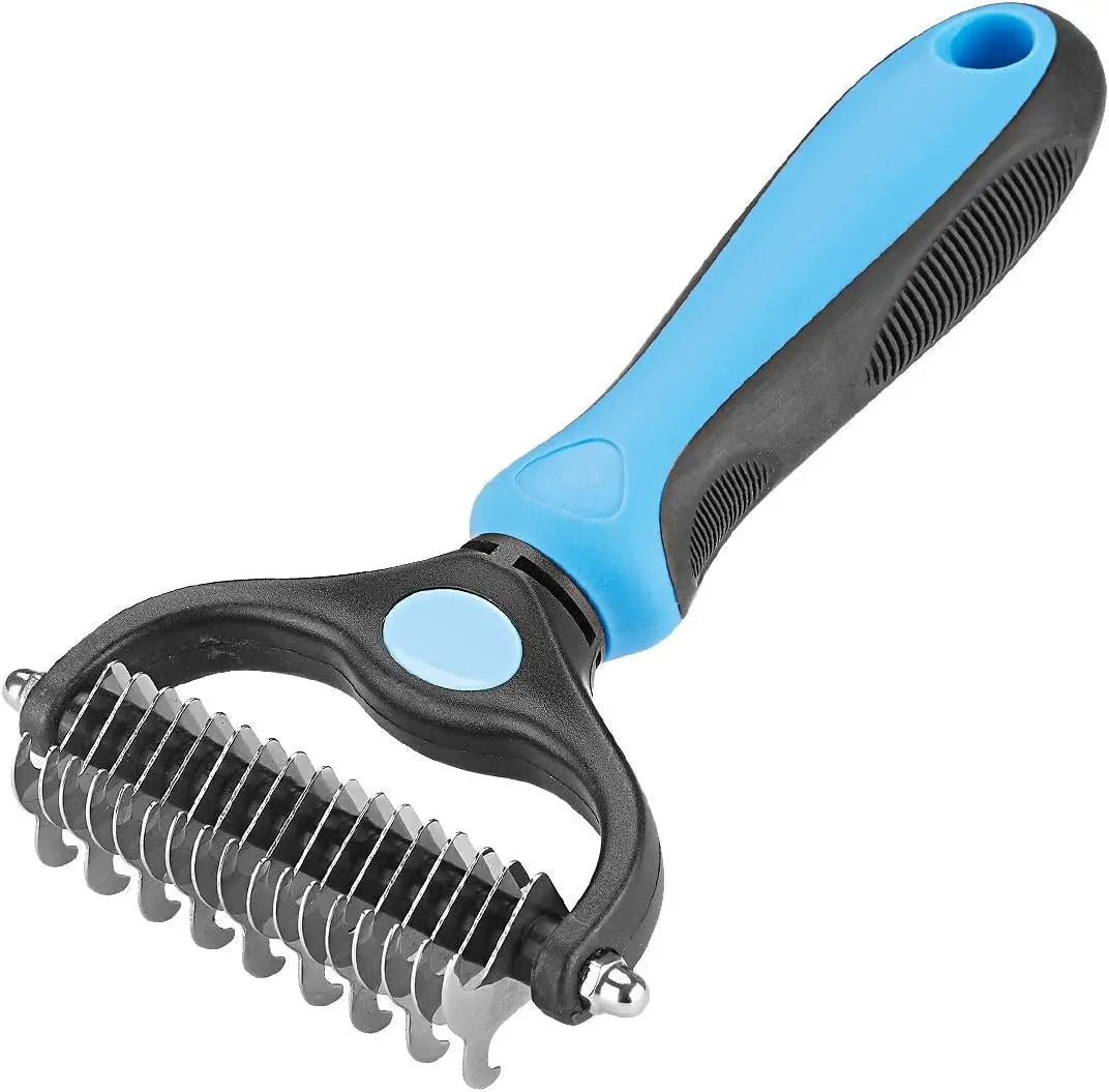 Dog Bath Brush Pet Cat Hair Removal Brush Double Sided Deshedding Comb Pet Fur Knot Cutter Dog Grooming Shedding Tools