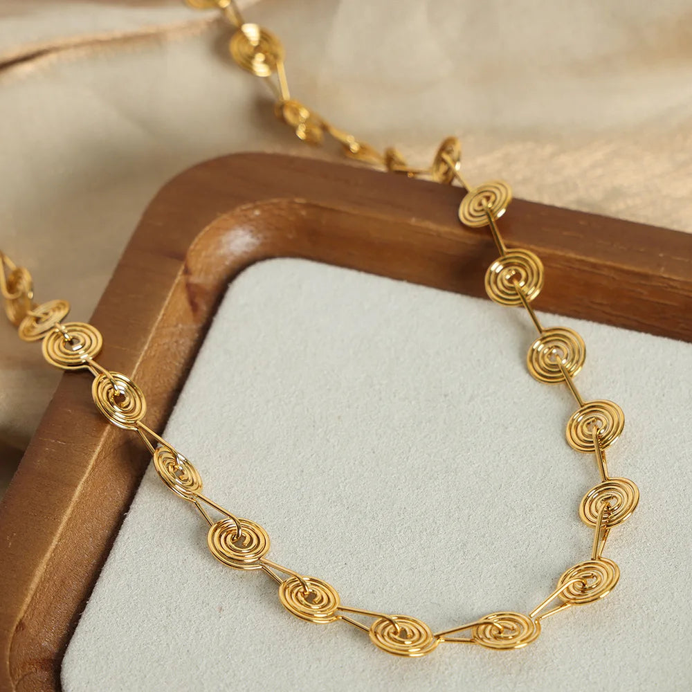 Non Tarnish 18k Gold Plated Choker Necklace Fashion Jewelry Set Waterproof Stainless Steel Necklace Bracelet for Women Jewler