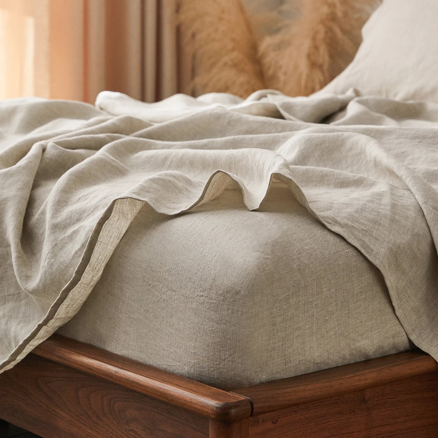 Wholesale European Luxury Flax 100%Linen Natural Soft Cozy Popular Oatmeal Single Organic Linen Flat Sheet