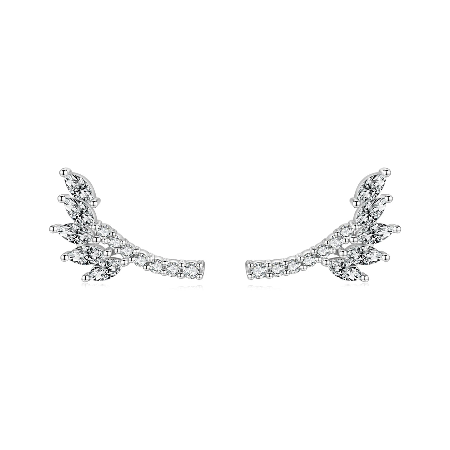 925 Sterling Silver Stylish Tree Leaves Stud Earrings for Women Clear CZ Piercing Earrings Fine Jewelry Wedding Gift