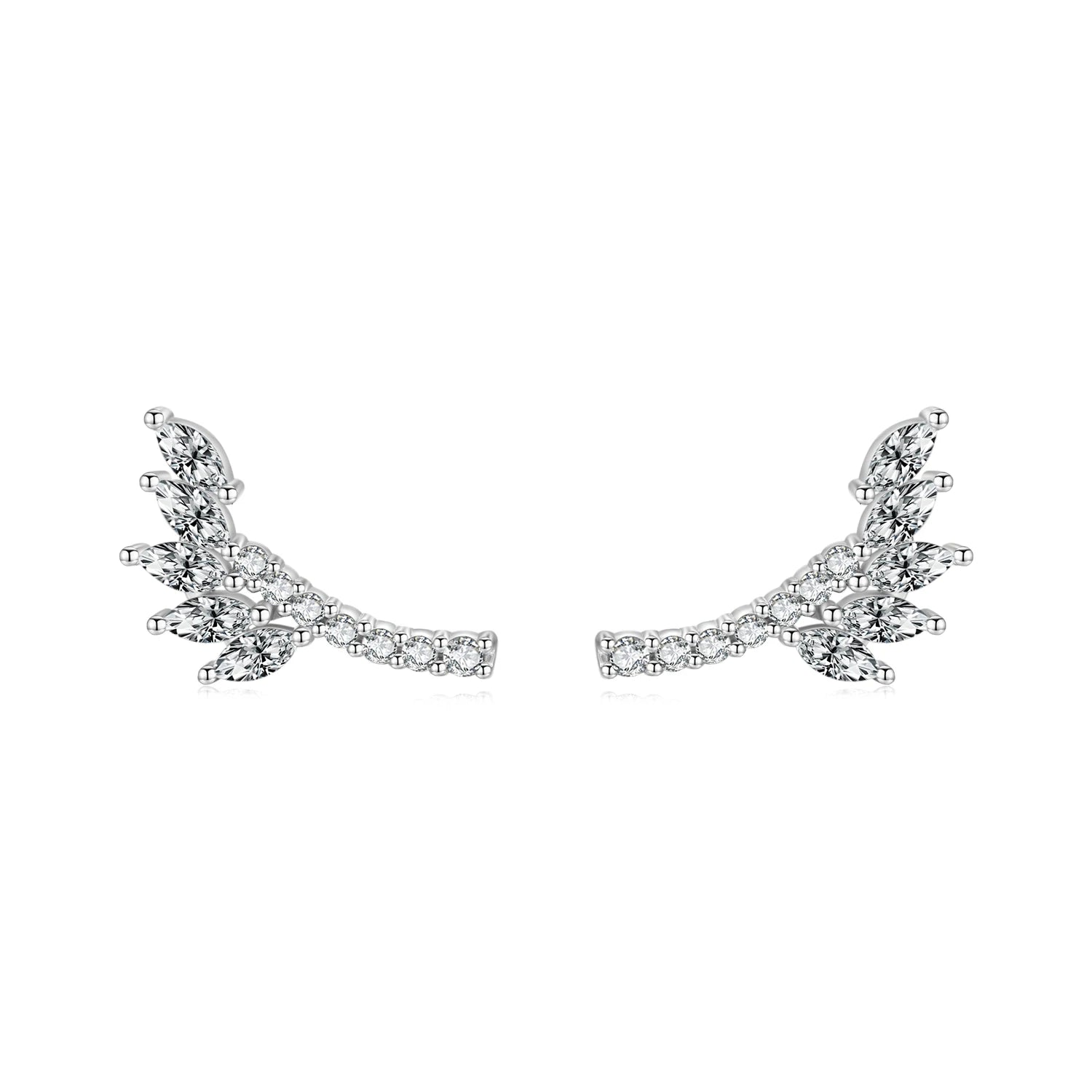 925 Sterling Silver Stylish Tree Leaves Stud Earrings for Women Clear CZ Piercing Earrings Fine Jewelry Wedding Gift