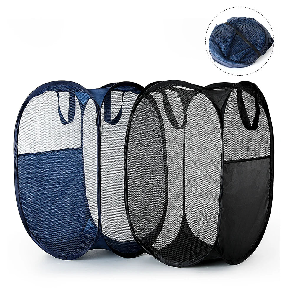 Best Easy Foldable Strong Mesh Pop-up Laundry Hamper Collapsible Laundry Basket with Bottom High Carbon Steel Frame Organizer