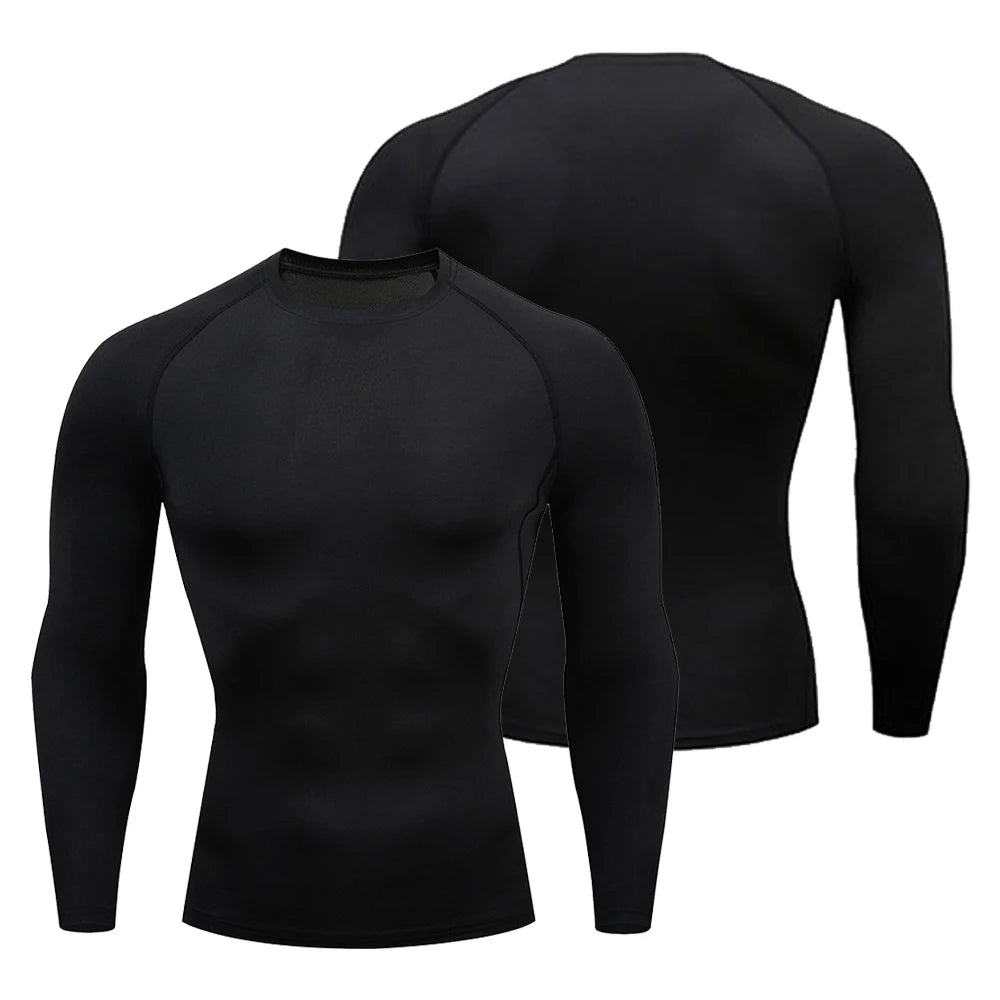 Custom Logo Men Base Layer 90% Polyester 10% Spandex Quick Dry Gym Workout Sports Training Wear Long Sleeve Compression T Shi