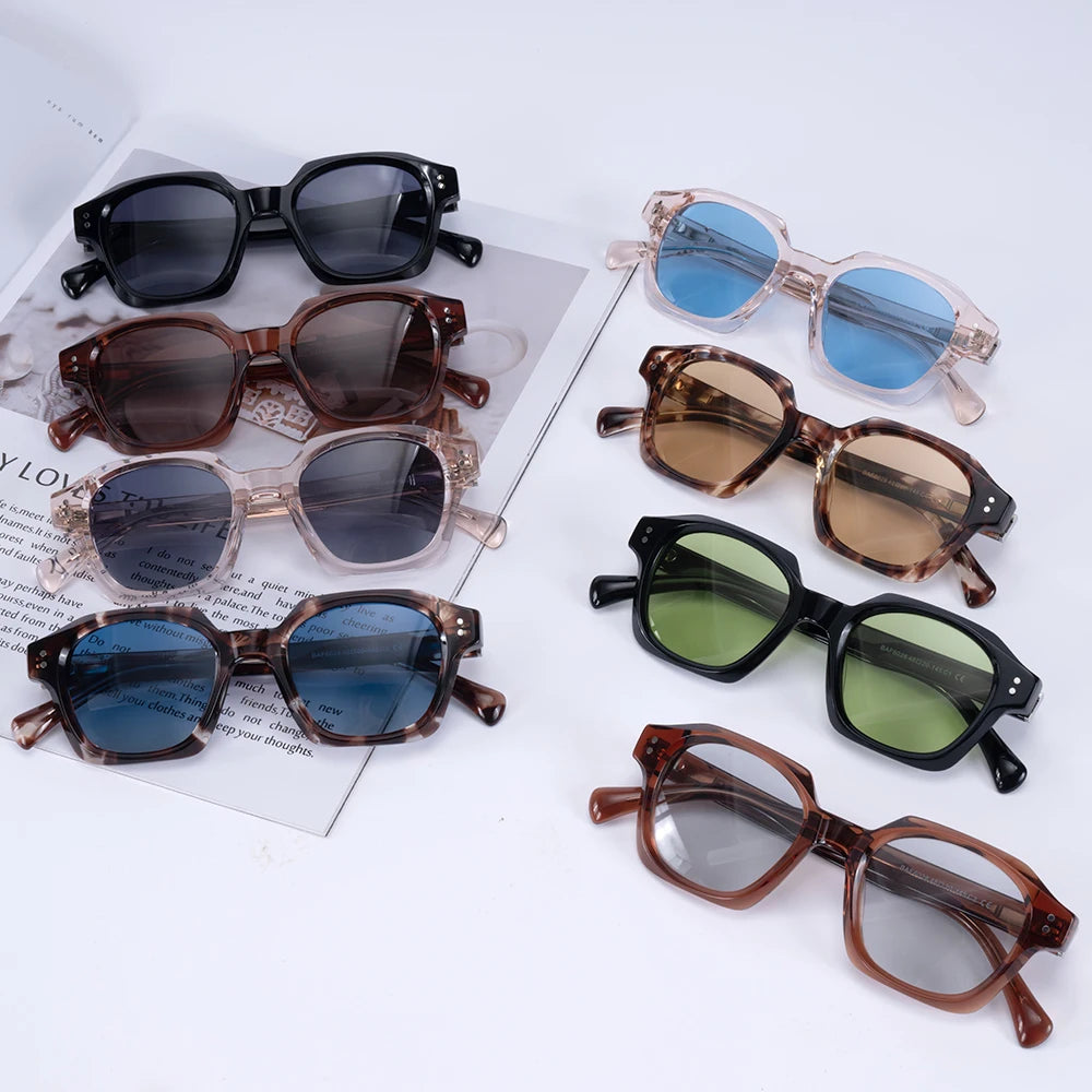 Manufacture Wholesale Retro Rivets Fashion Sunglasses Unisex Designer Irregularity Polarized Acetate Sunglasses for Women Men