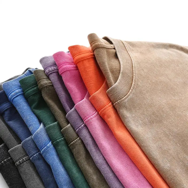 230g Washed High Quality Custom Plain Cotton Men's T Shirt Vintage Washed Drop-Shoulder Unisex Oversized Tshirt for Men