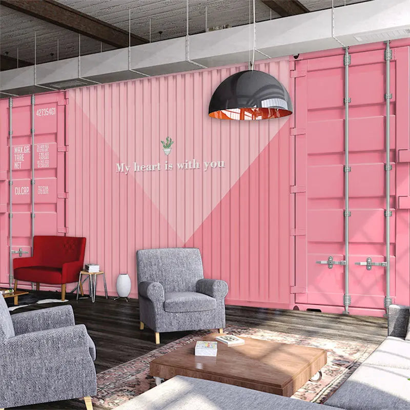 Industrial Style Iron Container Wallpaper Office Ins Internet Celebrity Photo Milk Tea Shop Trendy Brand Wallpaper Wall Cover