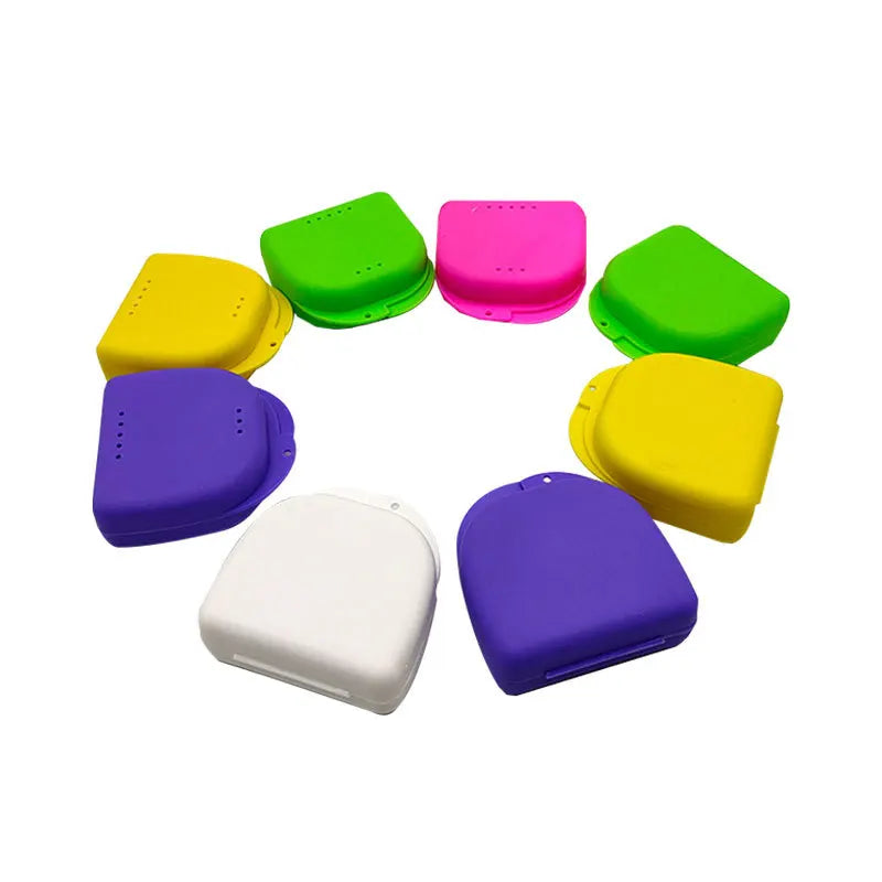 OEM logo Plastic Black Orthodontic Denture Storage Box Dental Retainer Case With Vent Hole Aligner Retainer Case