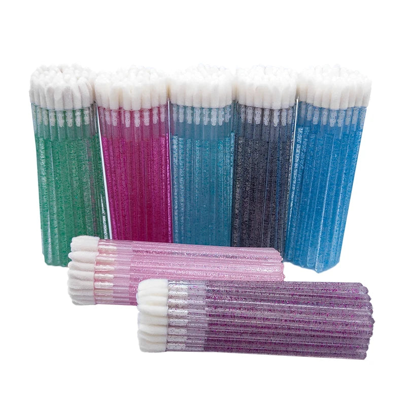 Cotton Crystal Eyelash Colorful Cosmetic Exfoliator Lip Applicator Disposable Tool Brush Wand Lipgloss Handle Lipstick Gloss