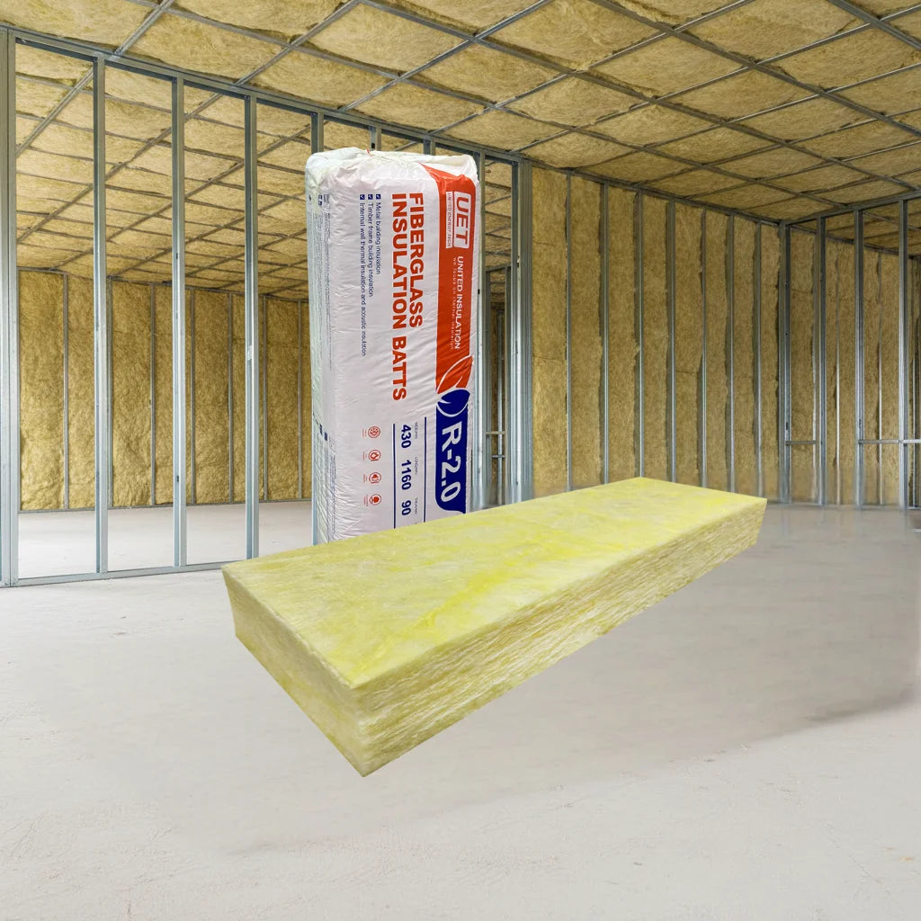 UET 580mm Residential Building Insulation Fiberglass Wool Batts for Ceiling and Wall  R2.0