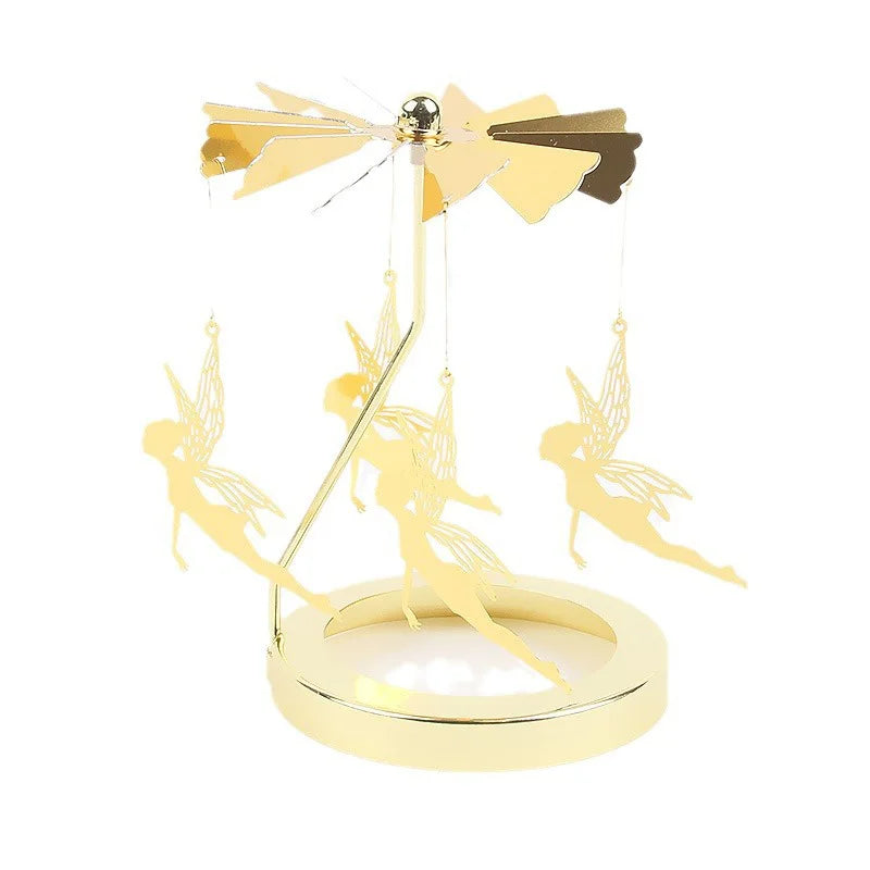 Premium Quality Revolving Lantern Golden Metal Carousel Candle Spinner Rotating Candle Holder