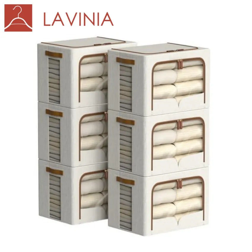 Lavinia Wholesale Foldable Storage Boxes Collapsible Folding Cotton Linen Clothes Organizer 1kg Fabric Underbed Storage