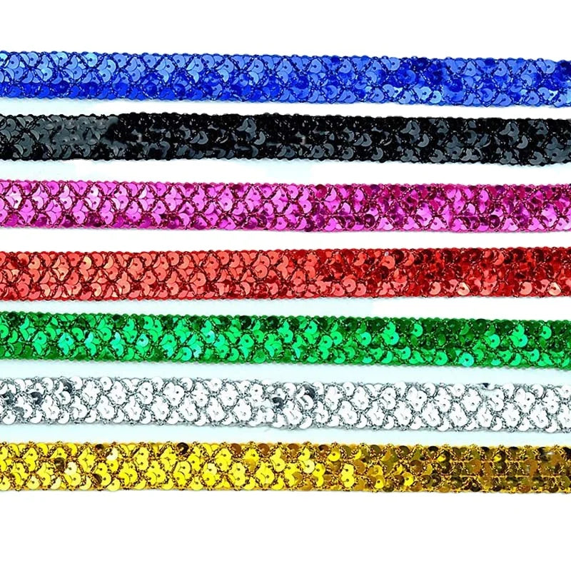 2cm Clothes Upholstery Sewing Textile Webbing Lace Polyester Knitted Sequined Trimming Lace Ribbon Non Stretchy Trims Decorat