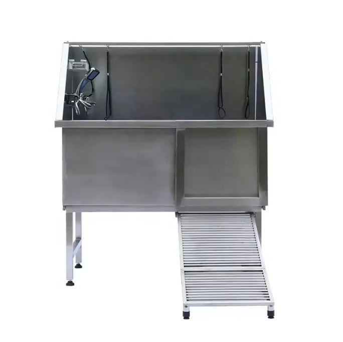 USMILEPET Professional Stainless Steel Pet Dog Bath Tub with Steps Faucet and Walk-in Ramp for Pet Grooming Shops