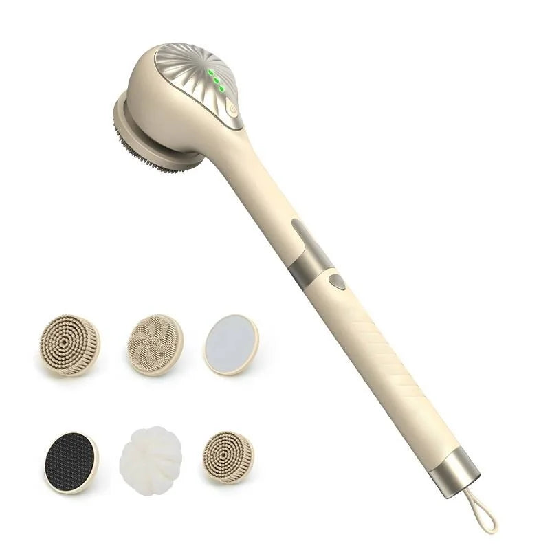 Electric Body Brush Set Waterproof Bath Brush 3 Speeds Body Scrubber Shower Brush Soft Silicone Spin Skin Brush for Cleaning