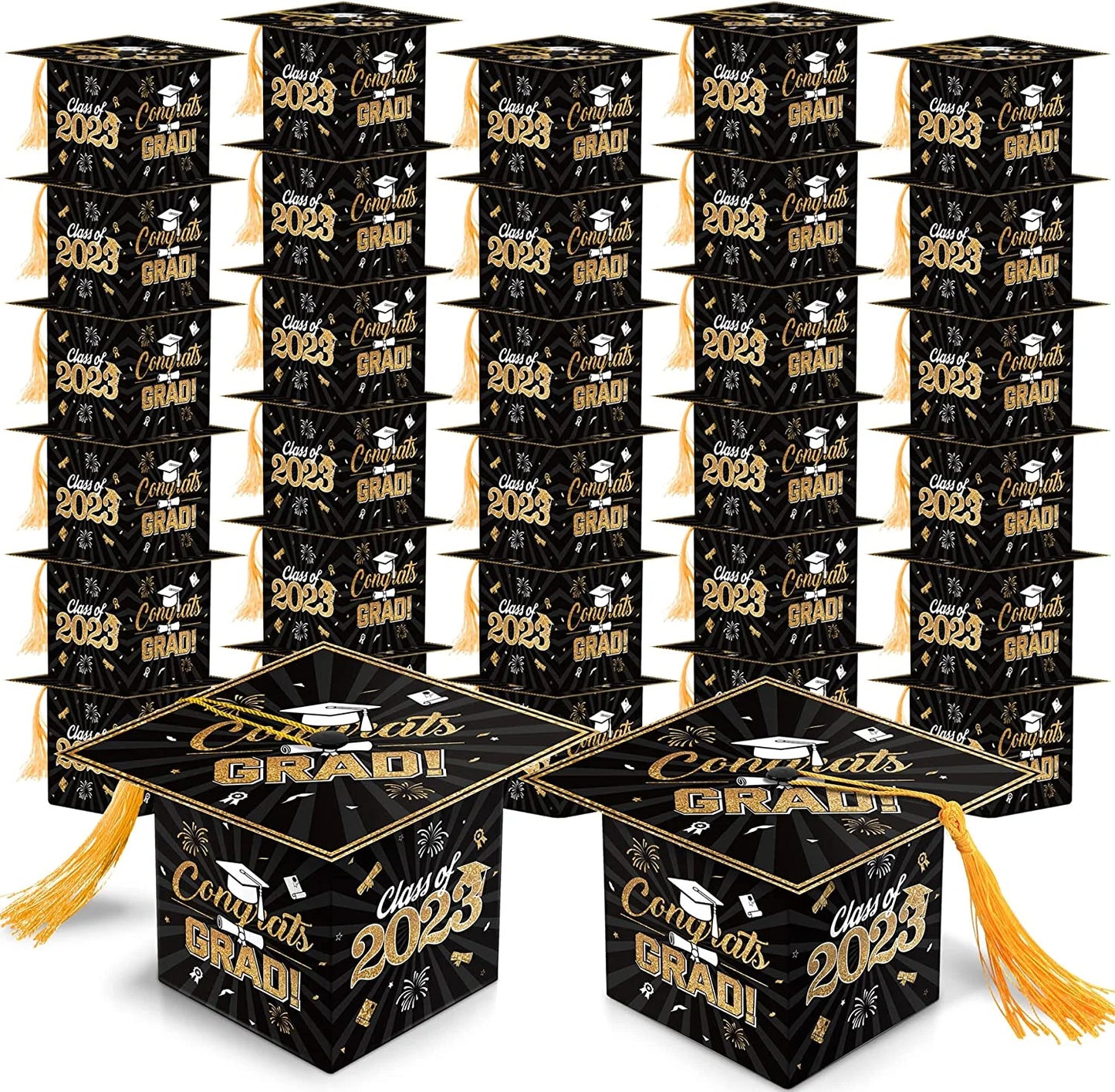 2025 Graduation Candy Boxes With Gold Tassel Congrats Grad Hat Shaped Sweet Chocolate Gift Box Party Favor Supplies