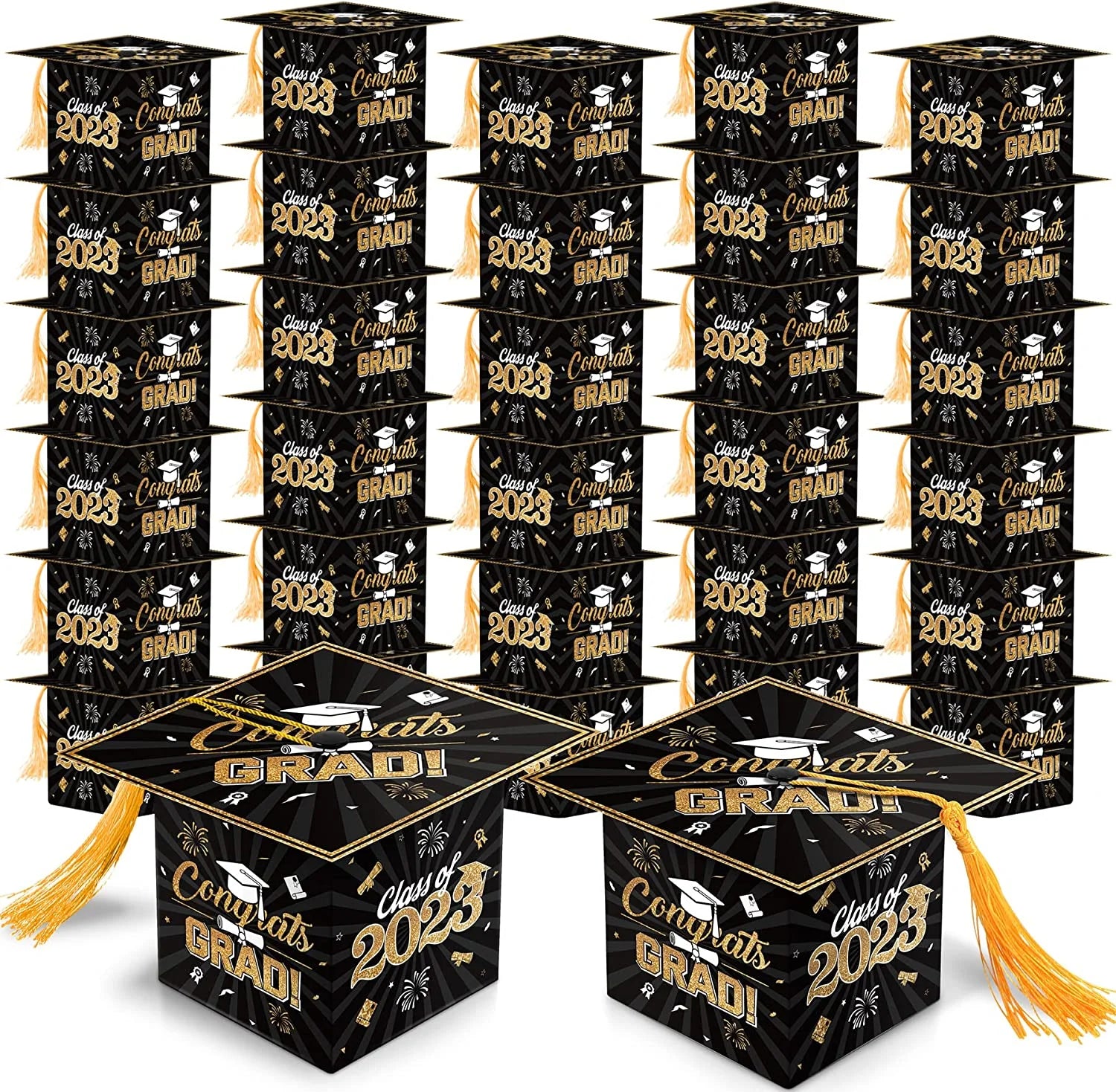 2025 Graduation Candy Boxes With Gold Tassel Congrats Grad Hat Shaped Sweet Chocolate Gift Box Party Favor Supplies