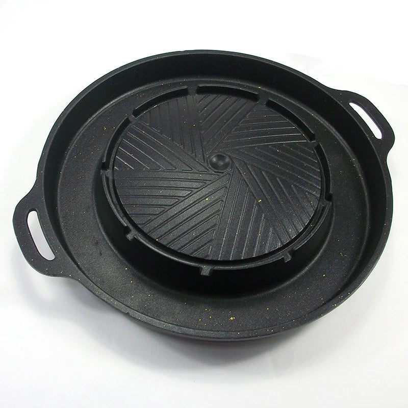 Wholesale Korean Style  2 in 1 Commercial Round Rinse Roast Portable Gas Stove Barbecue Plate Small Hot Pot