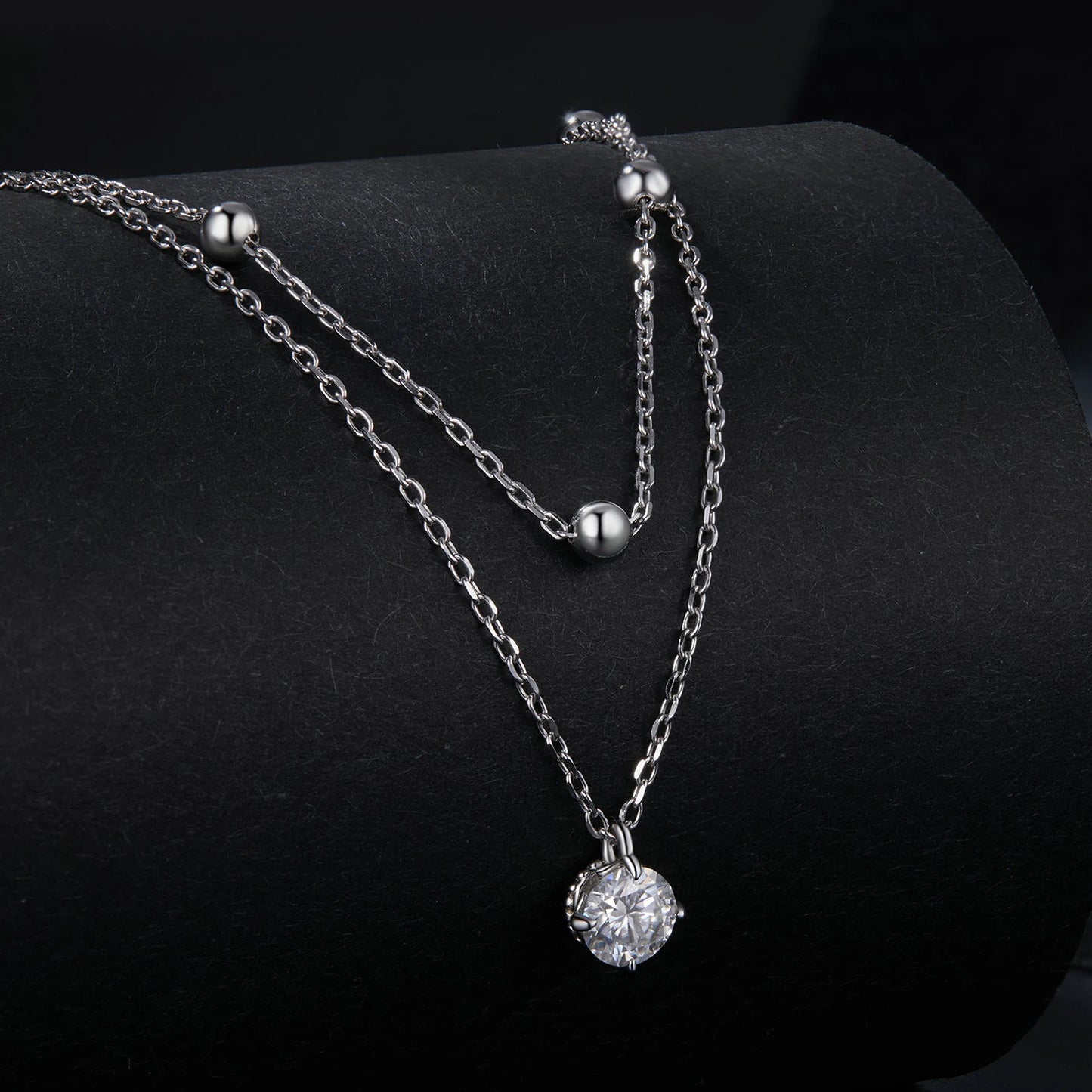 Factory Wholesale Layered Double Layer Moissanite Necklace Fashionable 0.5Carat 925 Sterling Silver Clavicle Chain Jewelry
