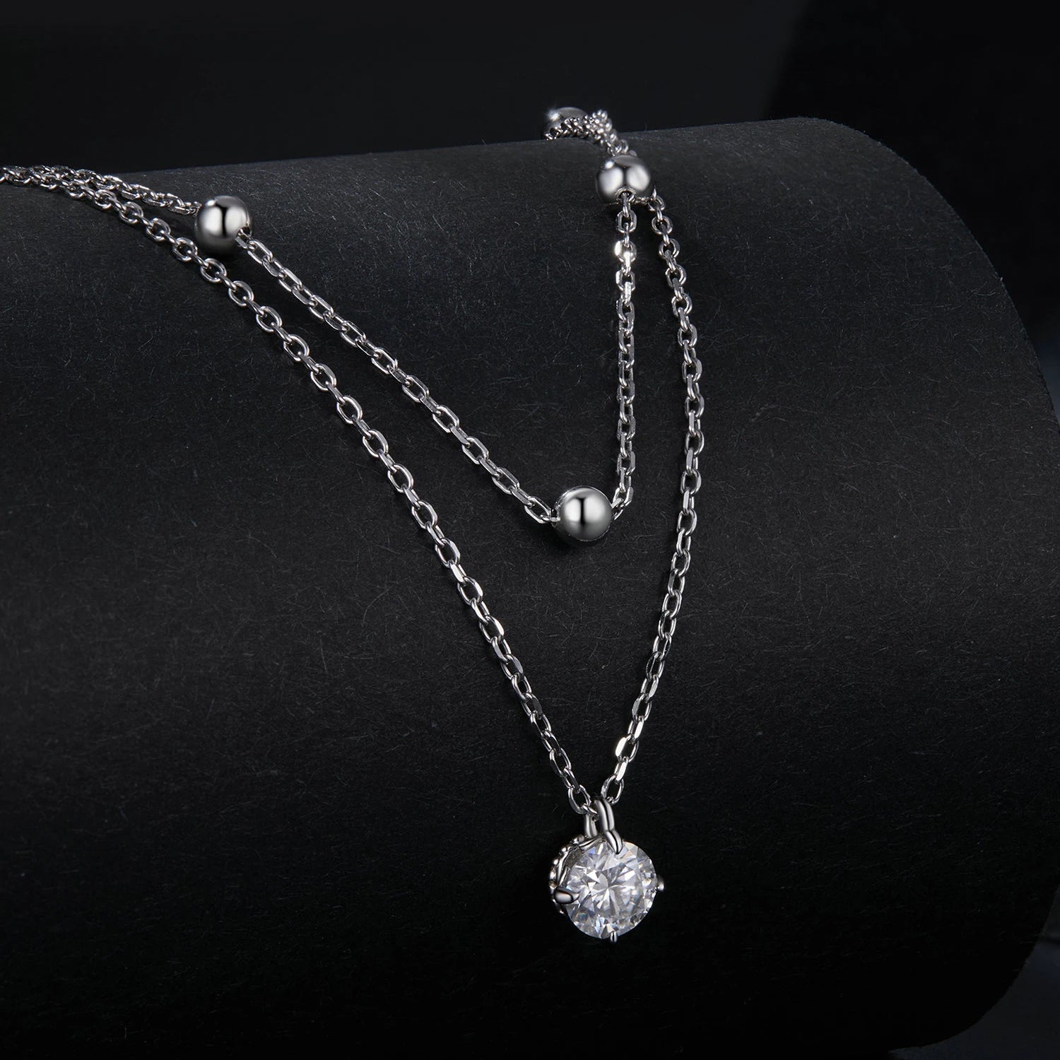 Factory Wholesale Layered Double Layer Moissanite Necklace Fashionable 0.5Carat 925 Sterling Silver Clavicle Chain Jewelry