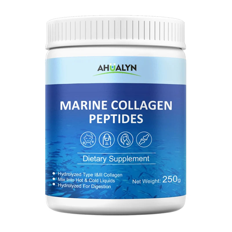 AHUALYN High Quality PURITY 99.9% Marine Deep Sea  Fish Collagen Peptide Powder Canned for Body Care Enhancement HALAL GMP