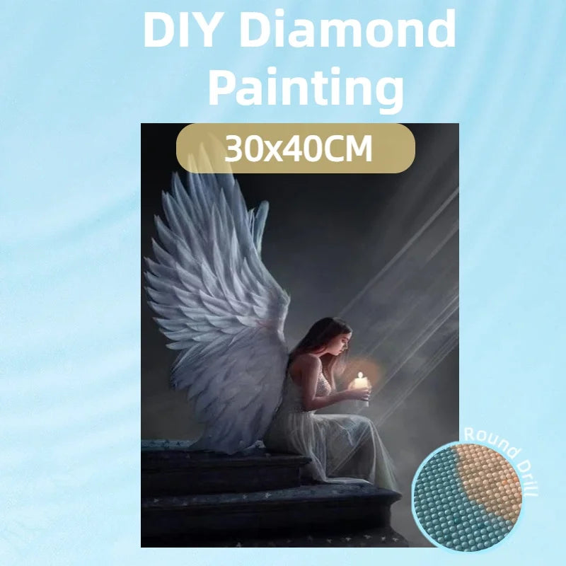 1PC DIY 30x40cm Angel Prayer 5D Diamond Painting Full Round Acrylic Drill Modern Diamond Painting for Home Decoration