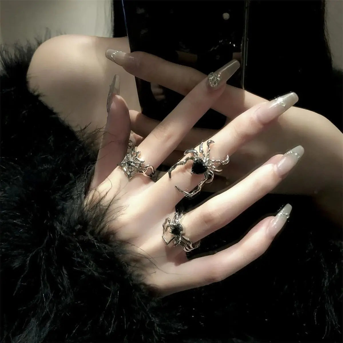 2025 New Fashionable Specially Design Alloy Plated Jewelry Adjustable Rings Heart Rings Spider Rings for Women