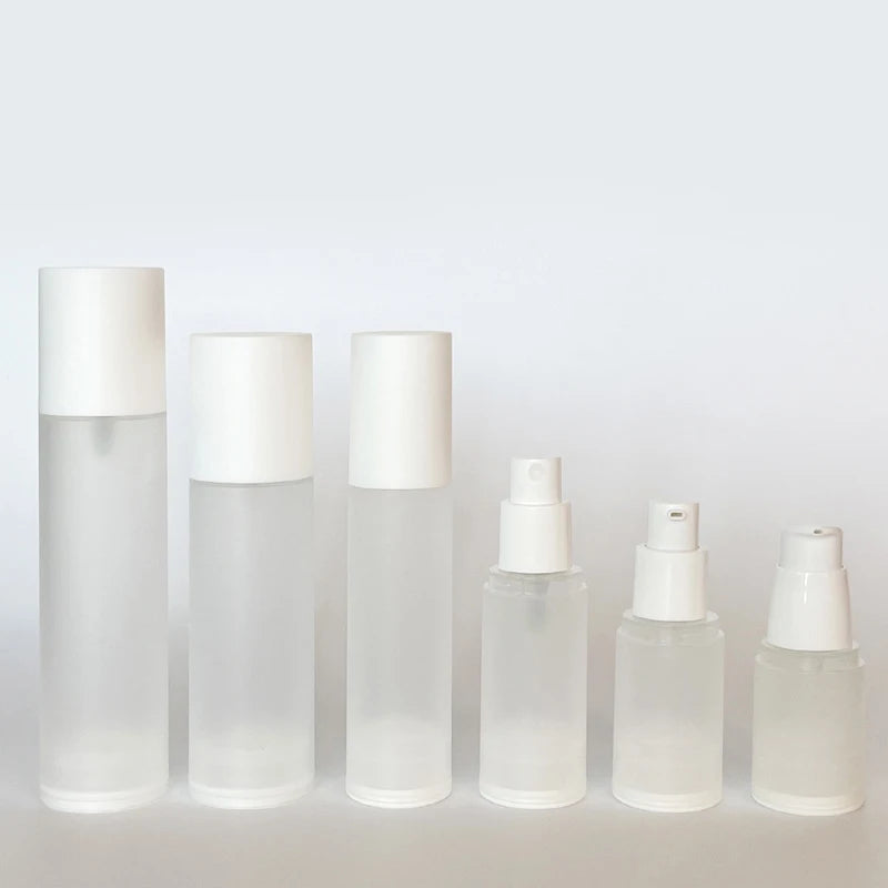 XINHE Cosmetic Skincare Empty Frosted clear Airless Lotion Mist Spray Pump Bottle 15ml 30ml 50ml 80ml 100ml 3 Cap Types