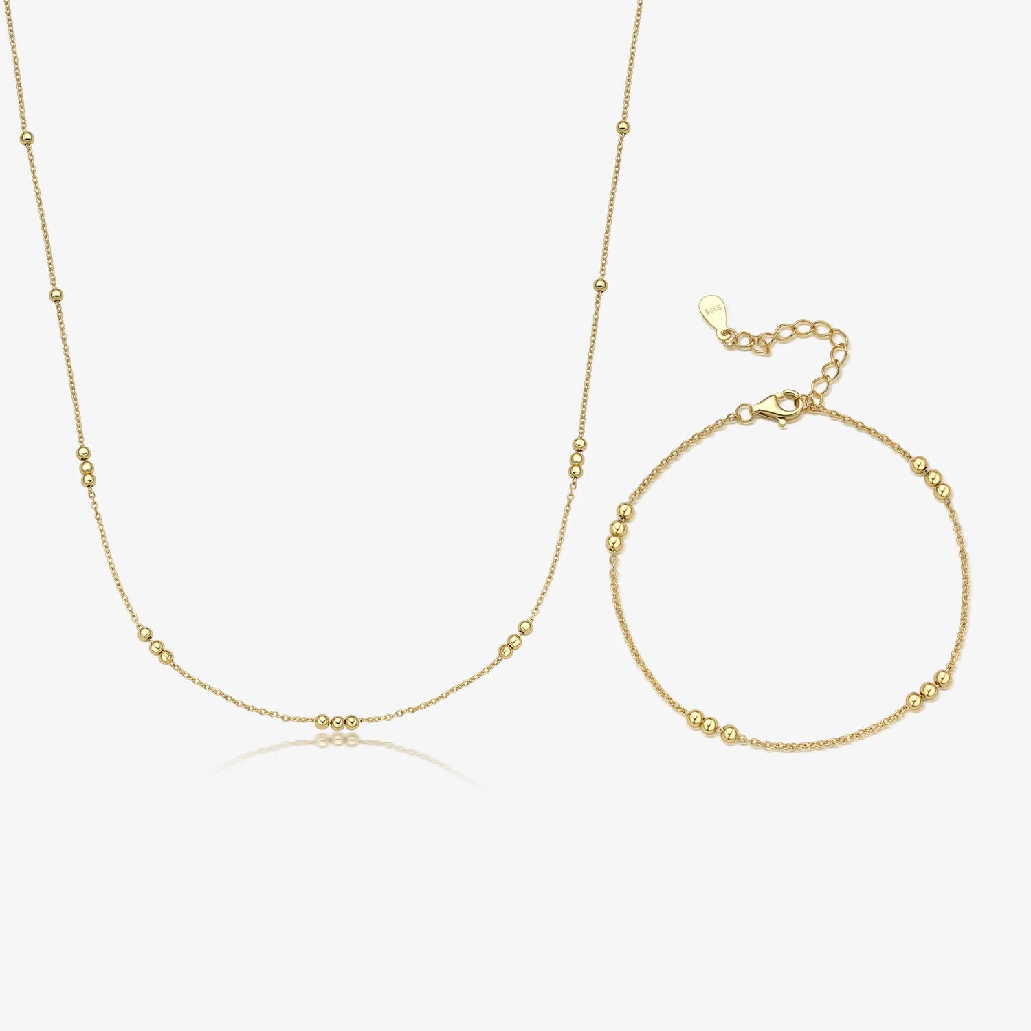 Daidan Necklace Gold Plated Trending Ladies Layered Beaded 925 Silver Beads Chain Necklace
